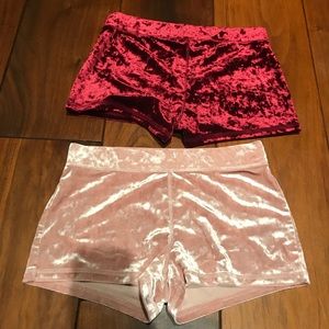 Red or pink. Velvet booty shorts. Fitted